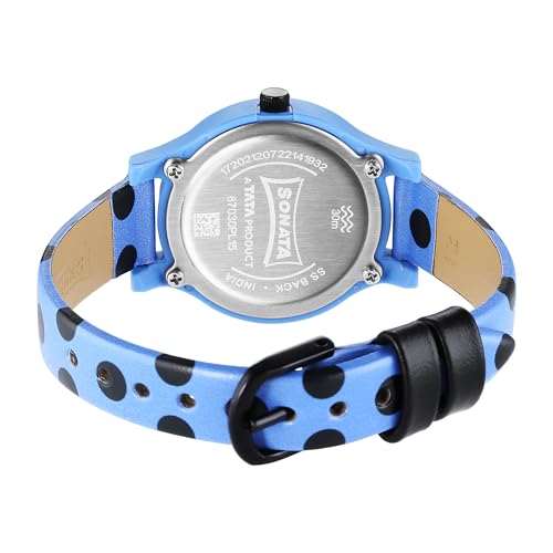 Image of Sonata Dot to Dot - Excl Fkt Plain 3 Hands Silver White Round Dial Dark Blue A1Leather Strap Women's Watch - 87030PL15W