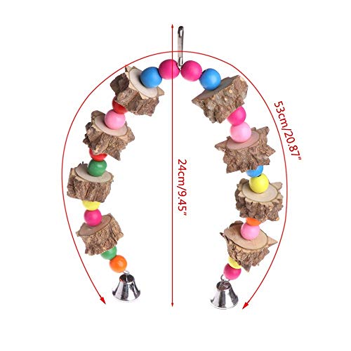 Image of Bird Parrot Swing Chewing Toys, Natural Wood Bird Perches for Bird Cage Accessories,Bird Toys Suitable for Small Parakeets, Budgie, Parrots,Cockatiels, Conures, Finches, colour