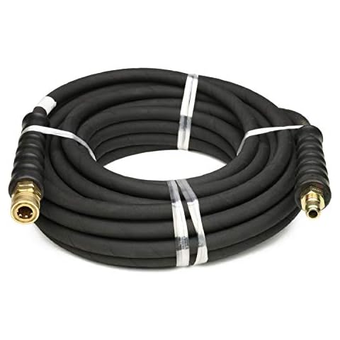 Schieffer Co. 4000 PSI Black 3/8" x 50 FT 1 Layers of High Tensile Wire Braided Rubber Wrapped Pressure Washer Hose with Couplers Cover