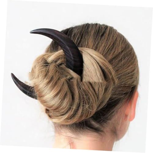 Épingles à cheveux en bois forme lune façonnées main pour chignon élégant - 7