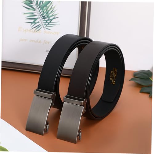 2pcs Men Ratchet Belt Automatic Buckle Vintage Design Belts Fashion for Men Black Brown Casual Formal Adjustable Waist Buckles4