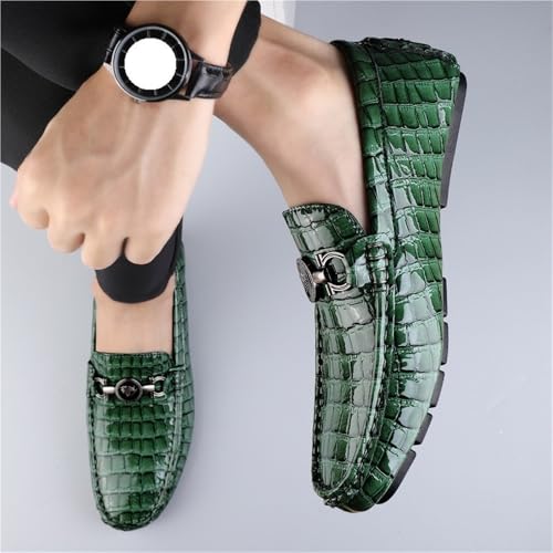 Mens Faux Crocodile Leather Loafers Slip On Wedding Shoes Comfortable Anti Slip Round Toe Embossed Dress Casual Formal4