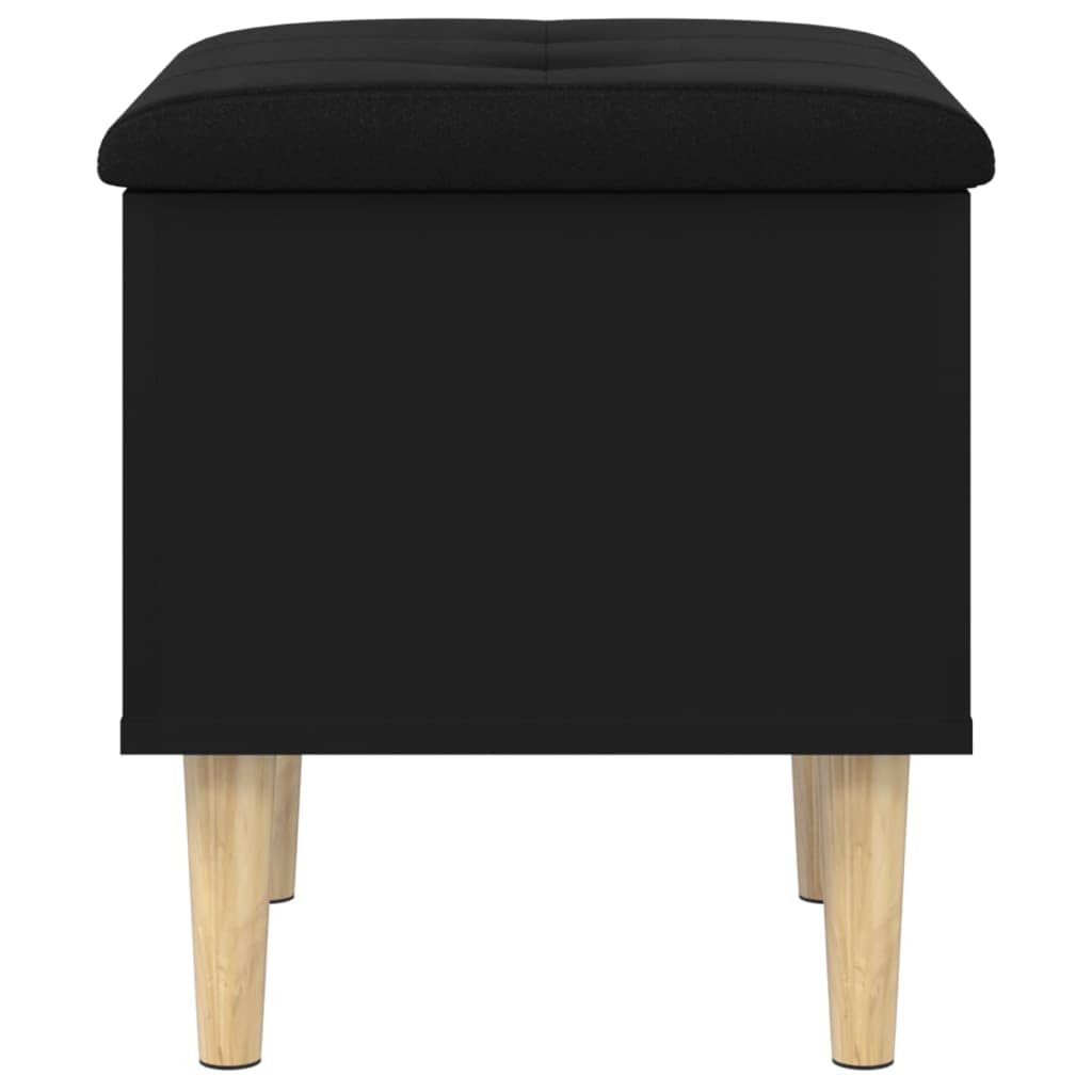 Panca con vano portaoggetti per panchina, in legno di colore nero, 42 x 42 x 46 cm, con cuscino imbottito e struttura stabile