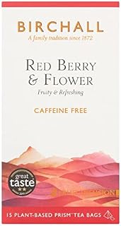 Birchall Tea Bags, Red Berry & Flower Tea Gift, Caffeine Free Tea Bursting with Full Flavour, Perfect Vegan Gifts, 15 Plant-Based Prism Tea Bags