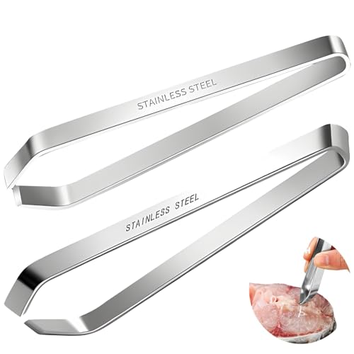 YAOYYG 2 Piezas Alicates Profesionales para Espinas, Pinzas para Pescado de Acero Inoxidable, Pinzas de cocina, Ideal para Salmón, Aves y Jamón