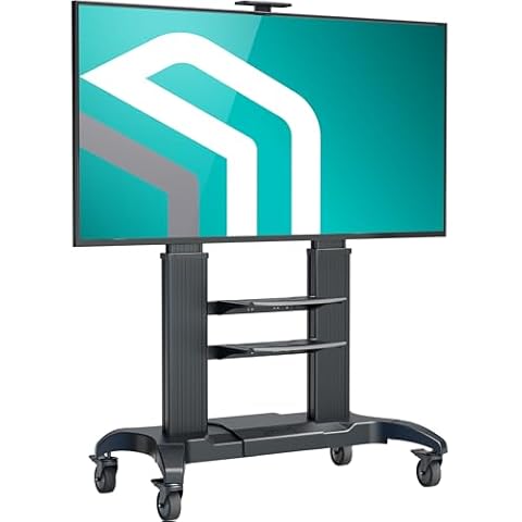 ONKRON Mobile TV Stand on Wheels for 60-100 Inch TV up to 301 lbs, Heavy Duty TV Stand Height Adjustable max VESA 1000x600 Large & Portable TV Stand on Wheels/Mobile TV Cart Rolling TV Stand Black Cover