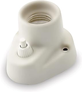 AMARCORDS - Apliques porcelana con botón E27, base con interruptor, portalámparas color vintage BLANCO MATE