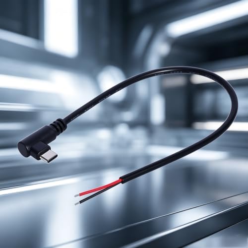 JINPIAOPIAO 90 Degree USB C Power Cable 2 Pack, USB C Male to Wire Charging Cord, 30cm 20AWG Pigtail for Project Wiring and 5V — view 5