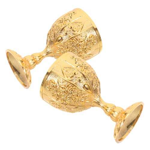CIYODO 2 Piezas Cáliz de Vino Vintage con Floral de Doradas Copa para Fiestas Bodas y Decoración Elegante
