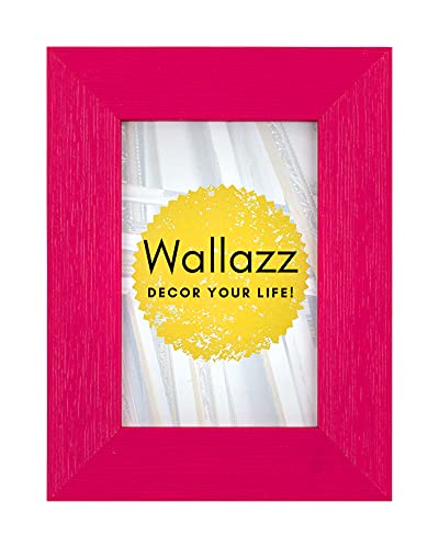 Wallazz Cornice Portafoto in Legno Pregiato - Made in Italy - Vetro Sintetico Infrangibile Crilex - Disponibile in Diverse Varianti - Design Italiano e Qualità Artigianale, 10x15cm Fucsia