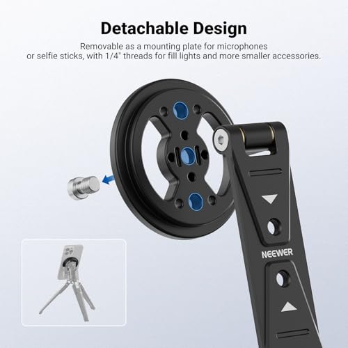 Image of NEEWER Magnetic Phone Tripod Mount Compatible with MagSafe iPhone Samsung, Metal Adjustable Rotatable Cellphone Holder Adapter w /Cold Shoe for Tripod Mounting Camera Monitoring Video Recording, DS031