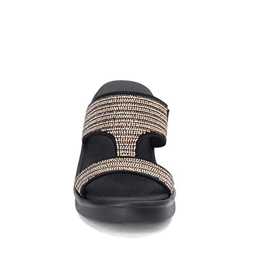 Skechers Women's Wedge Sandal, Black Multi, 10