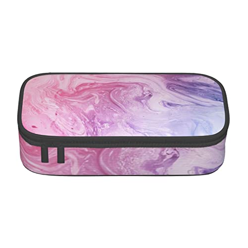 Astuccio per cancelleria durevole in marmo colorato pastello con scomparto con cerniera portatile di grande capacità stampato rosa blu viola