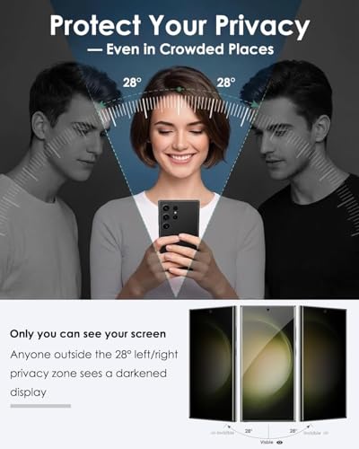 Image of Uyiton Privacy UV Tempered Glass for Samsung Galaxy S23 Ultra (6.8 Inch) | Anti-Spy Curved Screen Protector | 9H Hardness | Ultrasonic Fingerprint Compatible | HD Clarity | Bubble Free UV Installation | Case Friendly