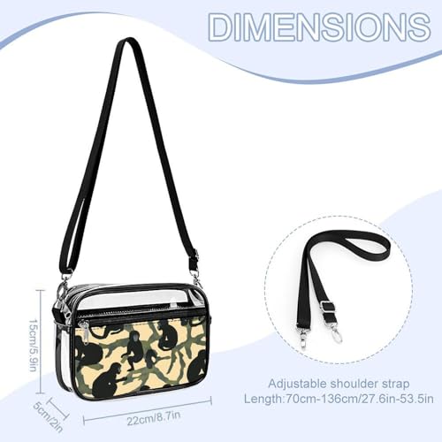 Monkey Camouflage Women's Clear Crossbody Purse Bag Transparent Bags Pocket for Concerts Sports Festivals2
