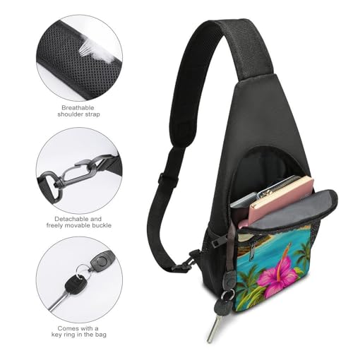 Mochila deportiva Hello Hawaii tipo sling casual para senderismo miniatura 4