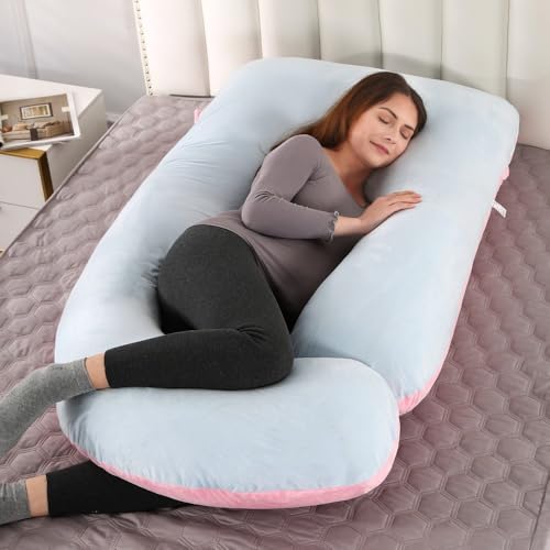 「FLYKING」 妊娠用枕 60インチ U型抱き枕 妊婦用マタニティ枕 ベルベットカバー付き (マルチカラー) (18,クリスタルベロア)