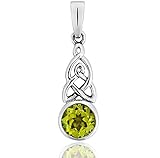 Peridot Messung 7 x 7 mm DTPsilver - Anhänger 925 Sterling Silber mit Keltisch Entwurf und Peridot