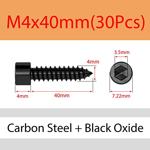 Tornillos autorroscantes M4x40 mm 30 piezas acero carbono miniatura 2