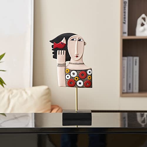 Fjs 11.14Inch Handcrafted Statues Resin Abstract Sculpture For Home Decor Modern，African Art Tribal Figurines Decorations Items, Bust Statue Decor For Bookshelf,Tv Stand,Living Room,Nightstand #TOP4