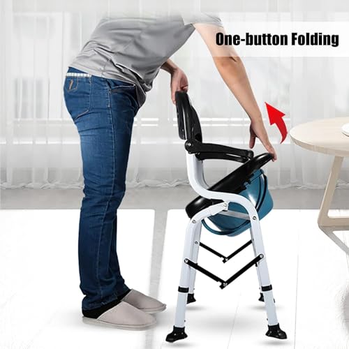 DIIDIIF Adjustable Shower Chair, Shower Seat with Wheels, Portable Commode Chair with Adjustable Back and Armrest for Elderly, Pregnant, Adult, Mobility & Daily Living Aids - Image 3