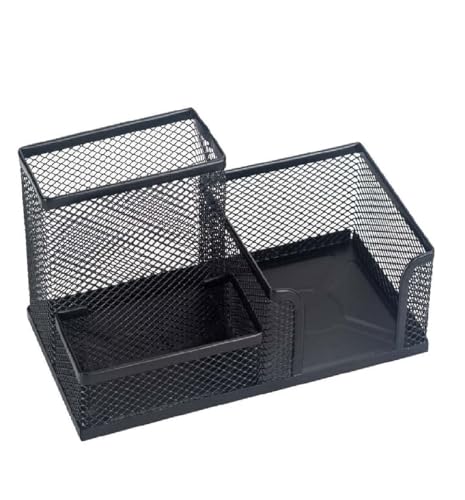 Al FAKHAMA 3 Compartment Metal Mesh Desk Organizer Pen Holder With Memo Holder For Home School And Office