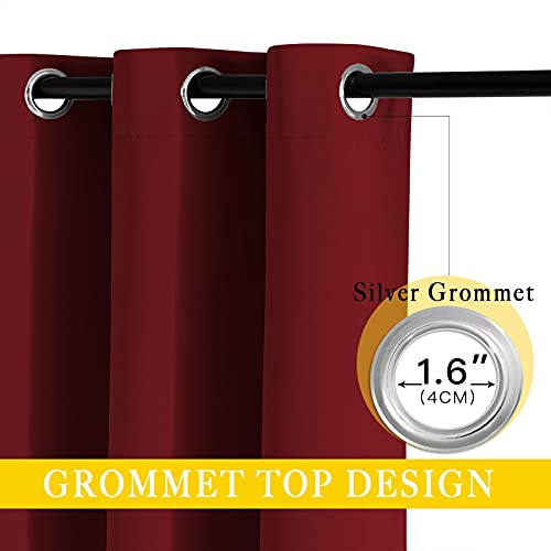 NICETOWN Glass Door Curtains for Window, Wide Thermal Curtain Panels, Sliding Door Drapes, Extra Wide Curtains (Burgundy Red, 80 inches Wide x 84 inches Long)