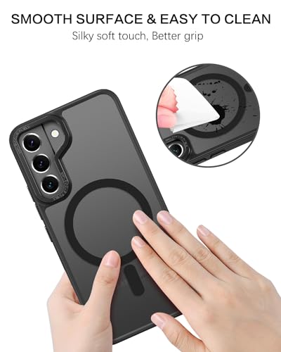 Image of BENTOBEN Samsung Galaxy S22 Case, Galaxy S22 Magnetic Case [Compatible with MagSafe] Translucent Matte Slim Shockproof Women Men Protective Case Cover, Black