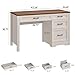 Vabches Farmhouse Executive Desk with Storage and Ample File Drawer, Rustic Large Home Writing Desk for Bedroom, White
