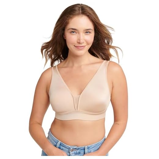 Jockey Damen Molded Cup Seamless Bra Sport BH, Reinweß, L EU 5 Jockey Forever Fit V-Neck Molded Cup Bra in Cream Tan