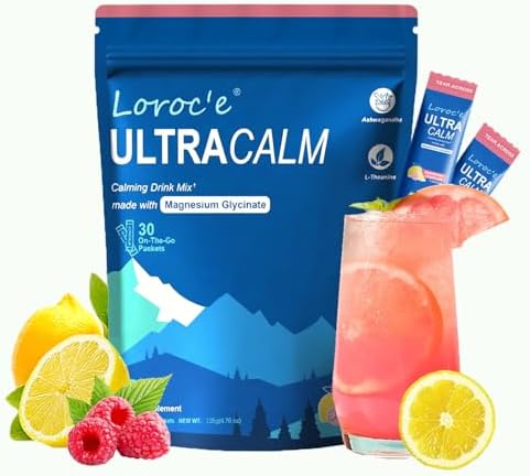 UltraCalm Cortisol Super Drink Packets, Sugar-Free, with Vitamin D, Raspberry Lemonade Electrolytes Powder Packets, 30 Sticks