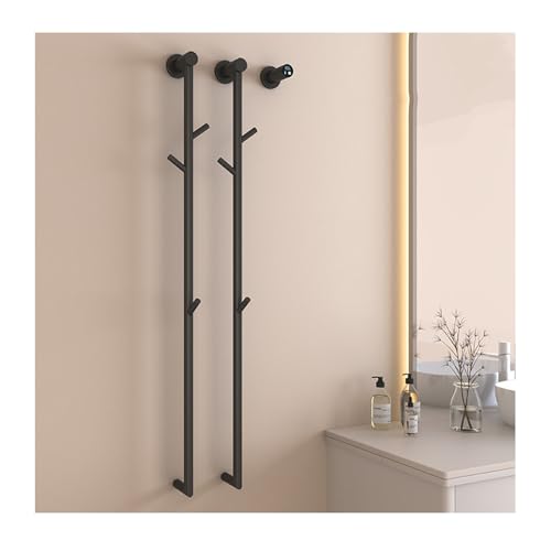 SWHC Heated Towel Rack, 94W 2 Bars Towel Warmer Touch Control 40-70°C Radiator Towel Rail Stainless Steel Wall Mounted Towel Radiator Embedded Electric Towel Rail Timer 1-24H, 36 * 10 * 120cm