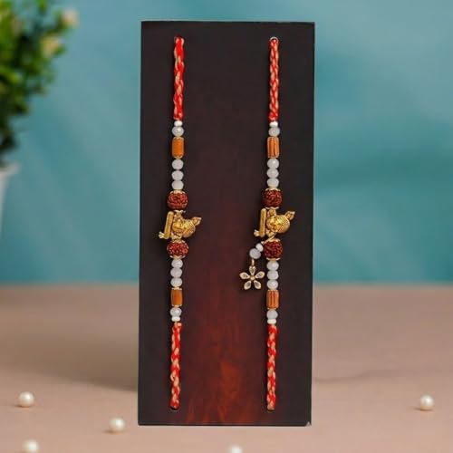 Image of Rakhi Gift for Brother and Bhabhi with 2 Printed Ceramic Mug 325 ML, Lumba Rakhi Set, Greeting Card and Tilak Set Combo for Bhaiya Bhabhi (WPM-1)