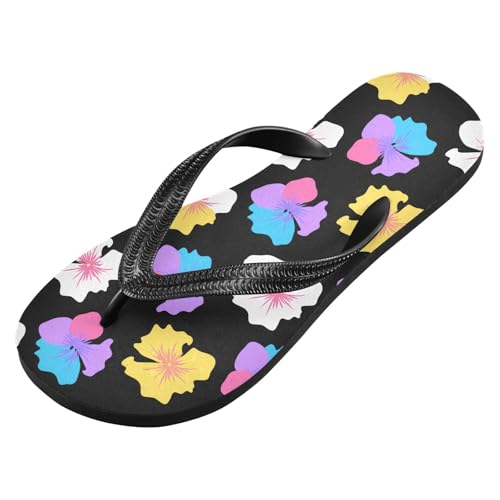 Sinestour Colorful Hibiscus Flower Flip Flops for Beach Thong Sandals Anti-slip Lightweight Beach Slippers for Summer Swim Travel2
