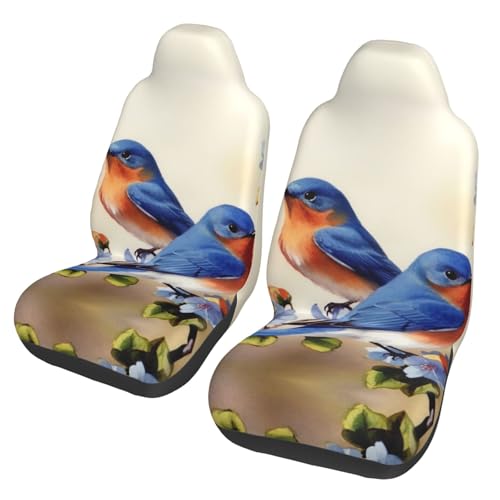 Housse de siège avant de voiture universelle Happy Bluebirds lavable et imperméable (Lot de 2)