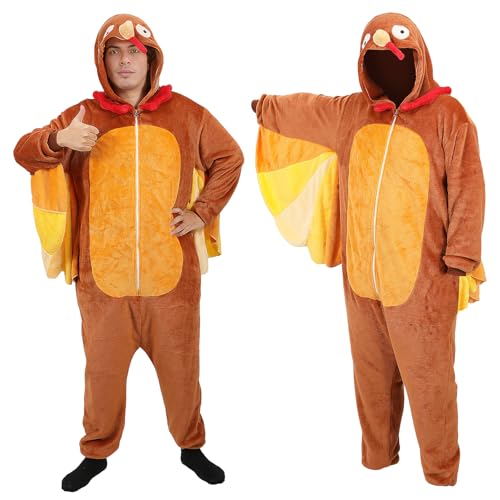 Pijama de pollo para pollo para adultos, pijamas de animales, bonito camisón largo suelto de felpa para mujer, regalo divertido para Halloween, carnaval, cosplay, fiesta, marrón, M