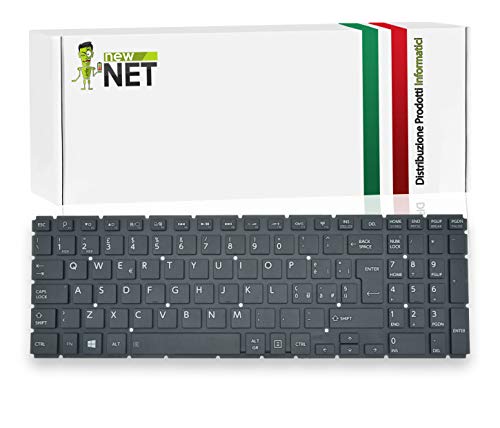 New Net Keyboards - Tastiera Italiana Compatibile per Notebook Toshiba Satellite L50-B-1GD L50-B-1DK L50T L50-B L50D-B L50D-B-12W L50DT-B L50T-B L50-B-2EZ L50-B-2EV L55T-B L55-B (Nero) (Senza Frame)