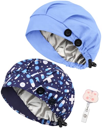 Scrub Caps for Women Satin Lined Nurse Caps Women Bouffant Scrub Hats