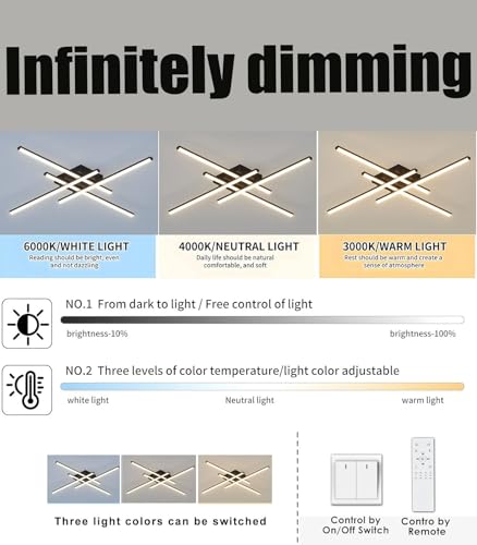 Plafonnier LED moderne télécommande dimmable réglable pour salon - 4