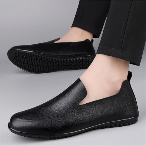 Mens British Soft Leather Flats Slip On Low Top Bean Shoes Office Social Comfy Casual Shoes2