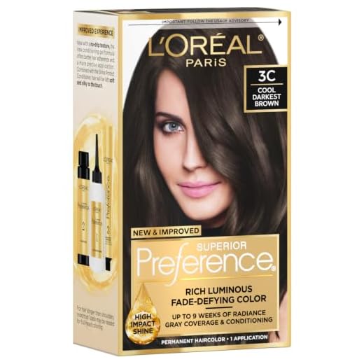 L'Oreal Paris Superior Preference Fade-Defying + Shine Permanent Hair Color, 3C Cool Darkest Brown, Pack of 1, Hair Dye
