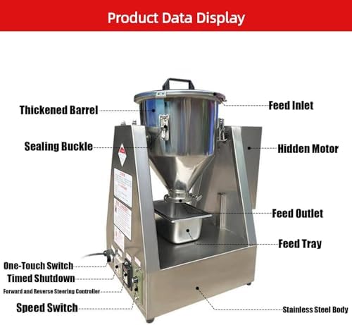 Industrial Dry Powder Mixer, Electric Stainless Steel Blender with 360° Rotation, Timer & Variable Speed Control for Lab & Commercial Use, Efficient Mixing Machine