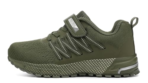Kids Sneakers for Boys Girls Running Tennis Shoes Lightweight Breathable Sport Athletic Dark Green Size US 11 Little Kid