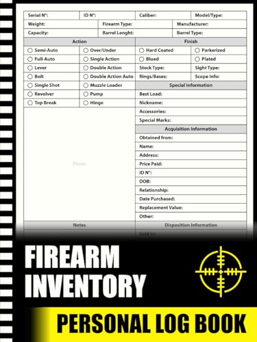 Firearm Inventory Personal Log Book: Personal Firearm Record Book Ideal for Gun Owners to Document Acquisitions, Dispositions, and Personal Gun Collection Information.