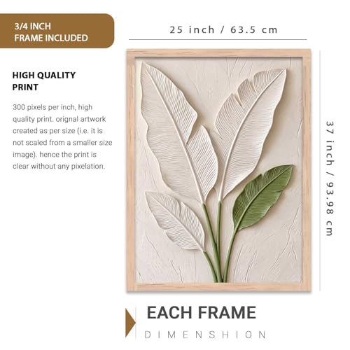 Image of kotart Aesthetic Botanical Art Home Decoration Painting | Leaf Paintings With Frame For Living Room Bed Room Hotel Wall Decor Digital Reprint (25x37 inch)