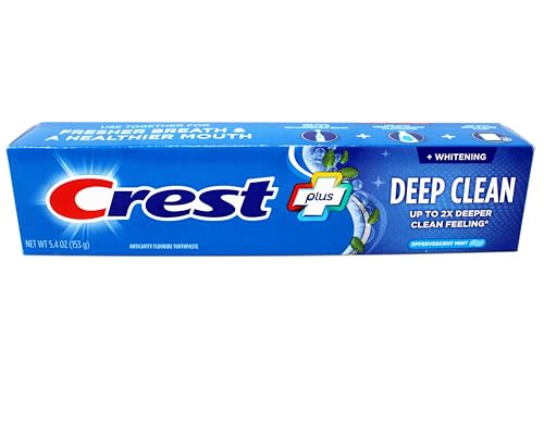 Crest Plus Deep Clean Toothpaste Effervescent Mint Anticavity Fluoride Toothpaste Whitening Stain Removal 5.4 oz