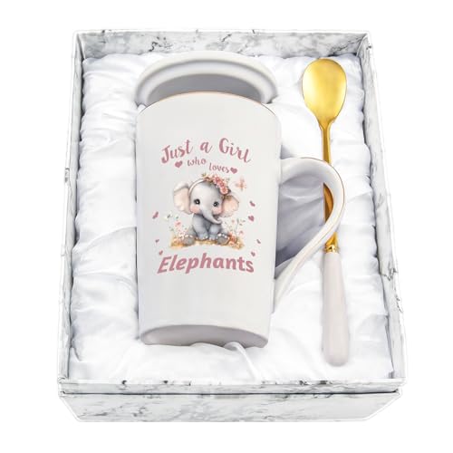 Joymaking Elephant Gifts for Women Coffee Mug Elephant Gifts for Women and Girls Who Love Elephants Novelty Elephants Mug for Christmas Birthday Gift, 14Oz White