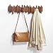 DESAINOPH® Wooden Coat Rack Wall Mounted Sticks Multi Rack Solid Handmade Natural Walnut Wood Artwork with 5 Flip-Down Unique Modern Hooks for Coats Bag Hat Umbrella
