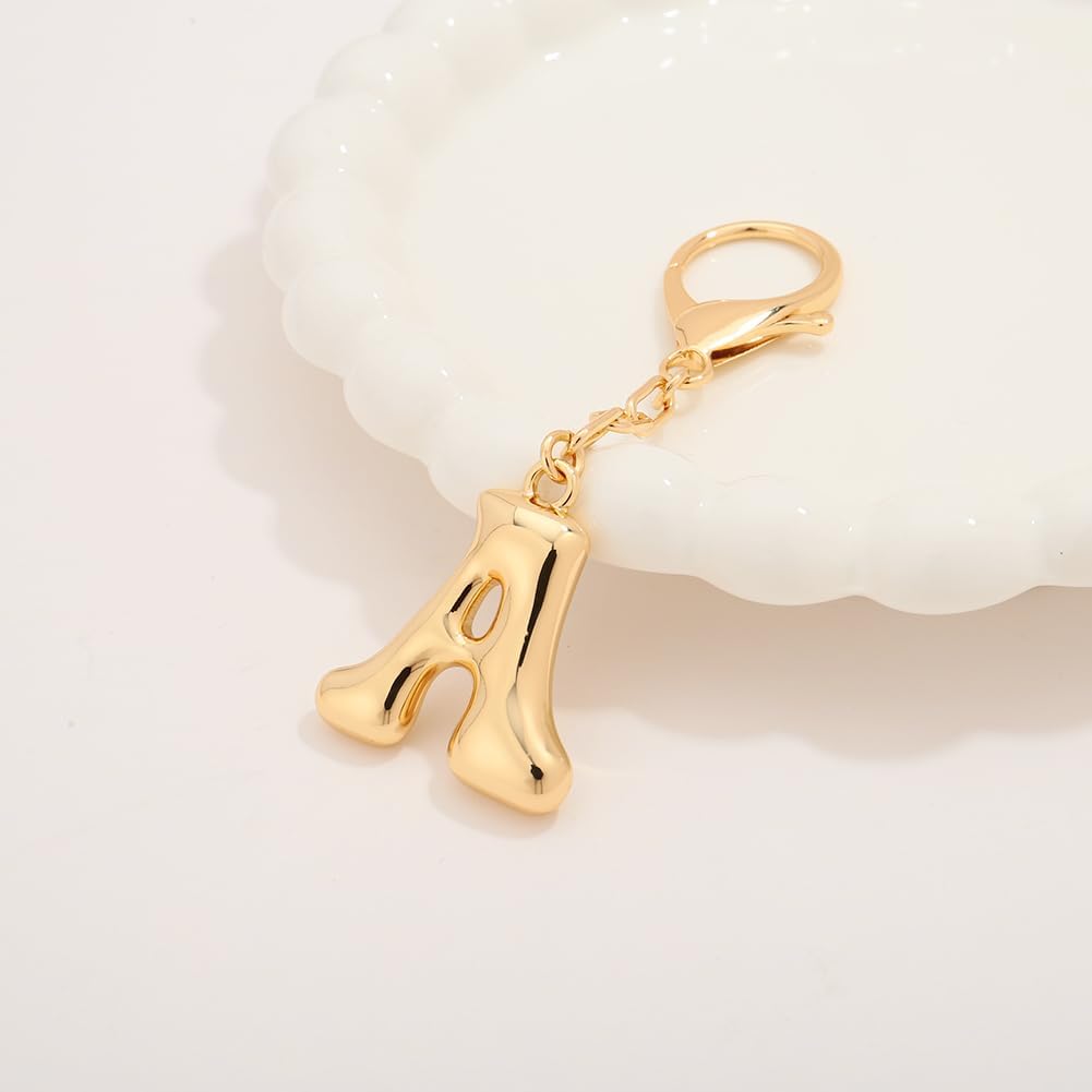 Bubble Letter Keychains For Women Gold Keyrings With Initial Letter Charms Car Key Chain Accessories - Image 6