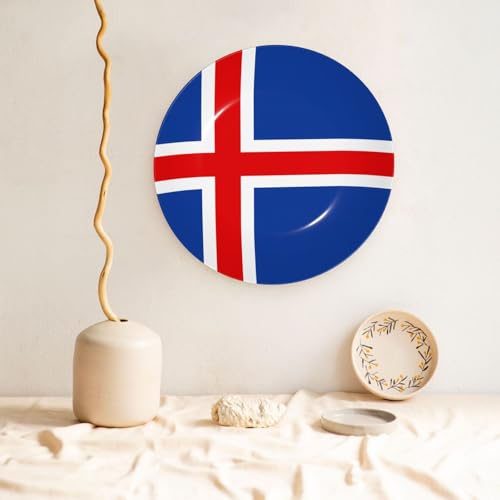 Drapeau Islande en porcelaine 15 cm avec support pour mur - 6